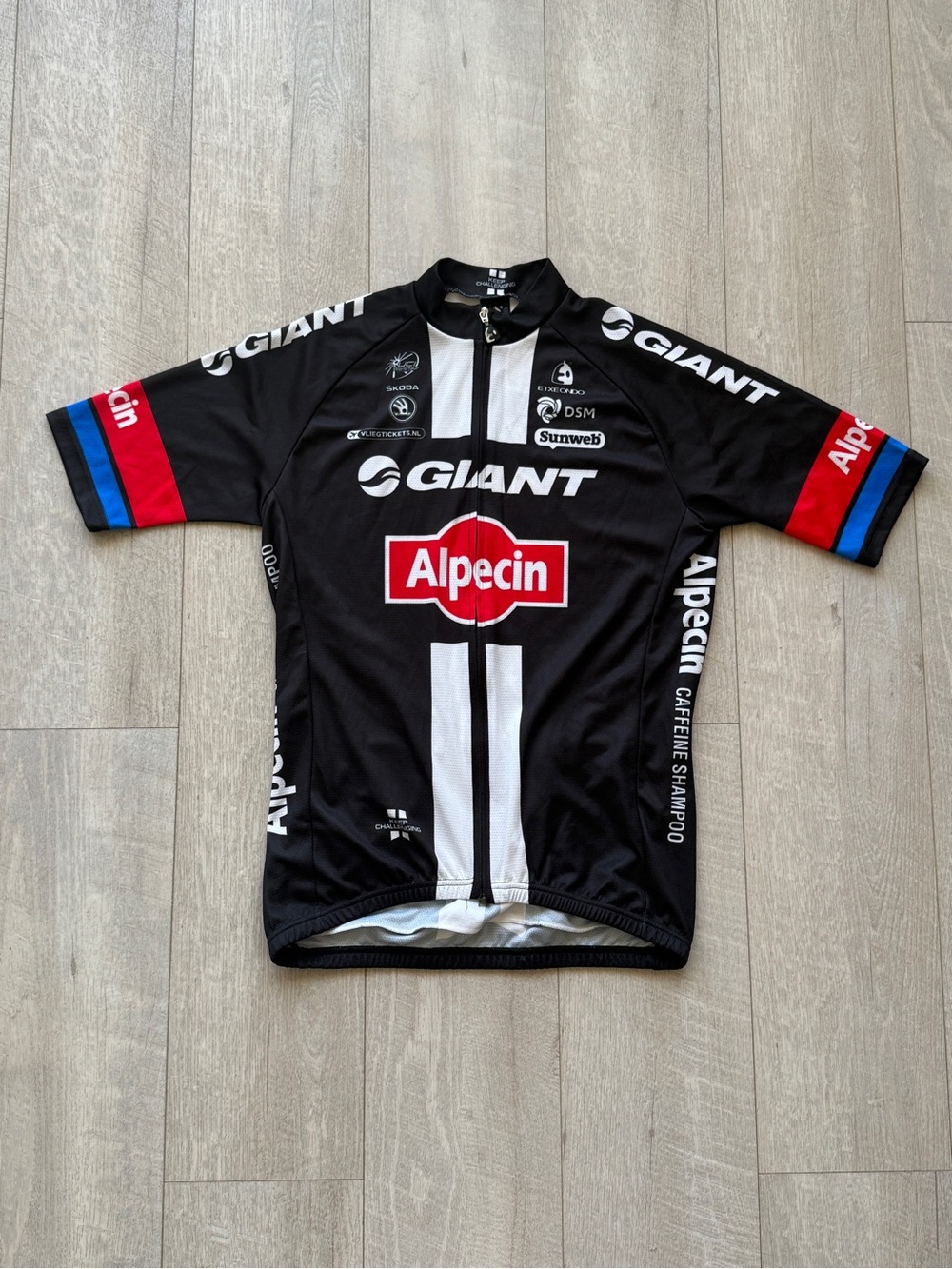 Giant Alpecin Black Cycling Jersey with White Center Stripe